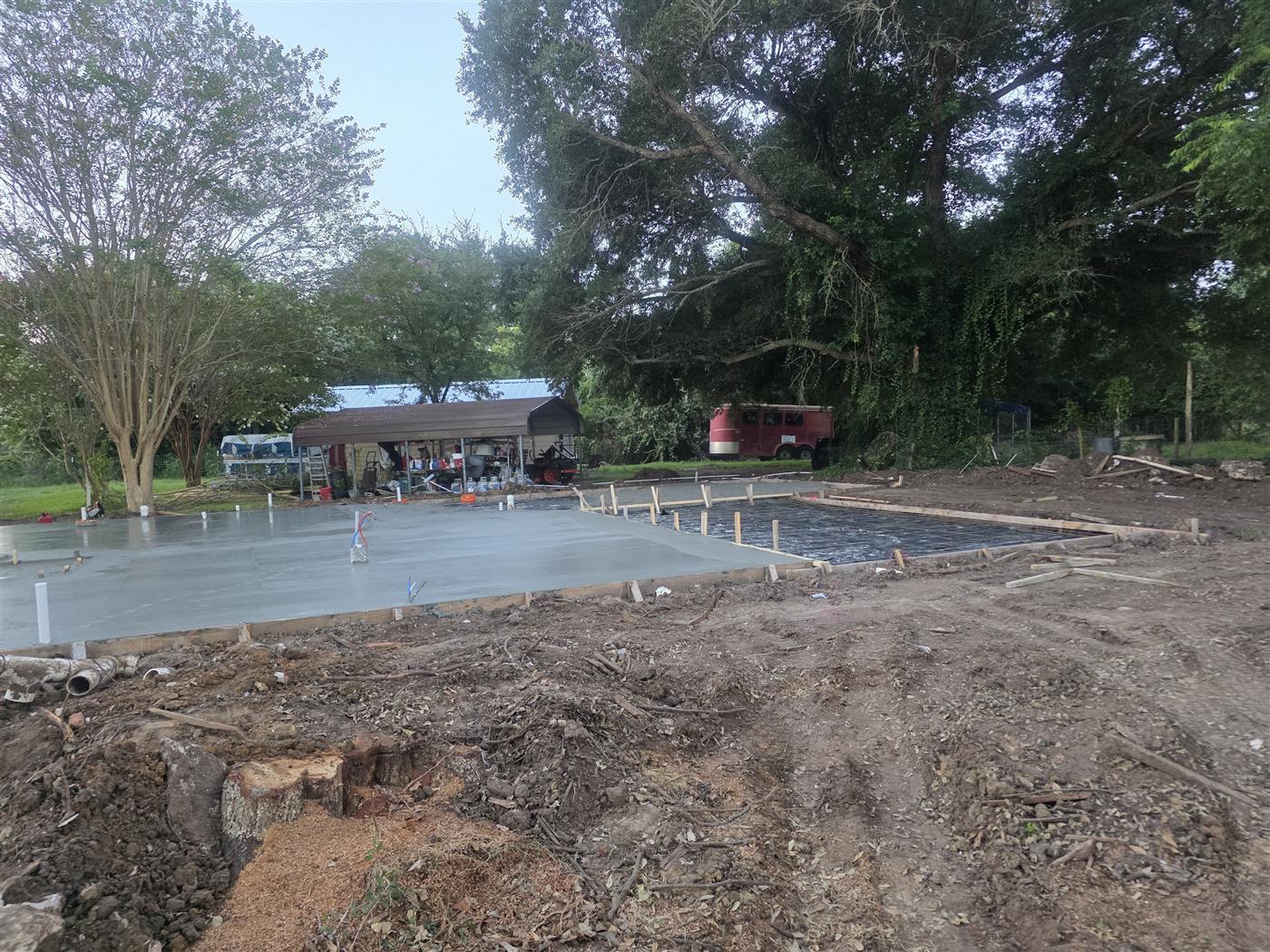 Crew placing concrete